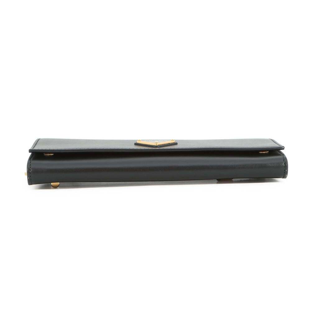 Prada Triangle Shoulder Wallet with Strap, Leather, 1MT027, Black - Picture 3 of 14